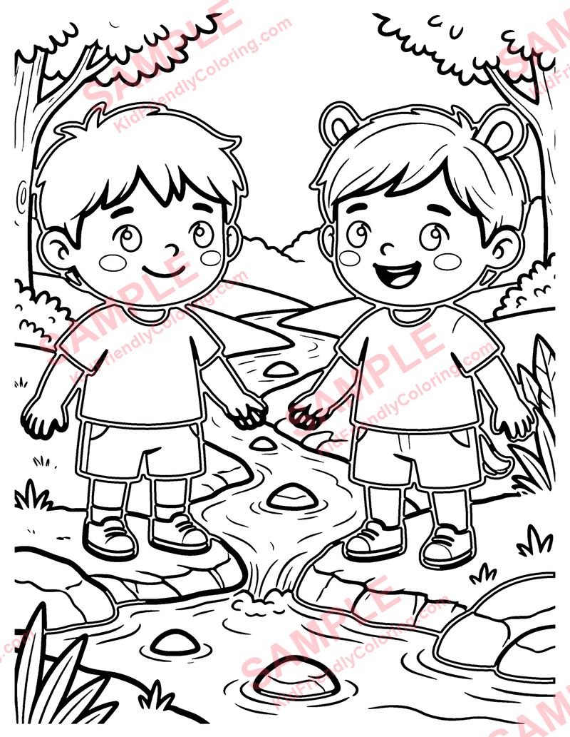 Mountain Stream coloring page preview