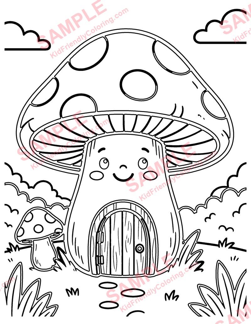 Mushroom House coloring page preview