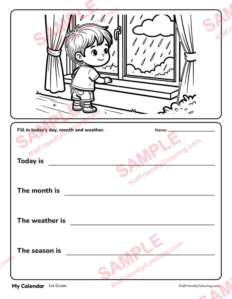 My Calendar coloring page preview