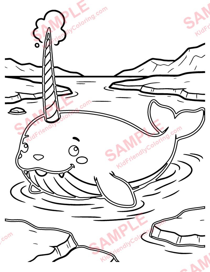 Narwhal coloring page preview