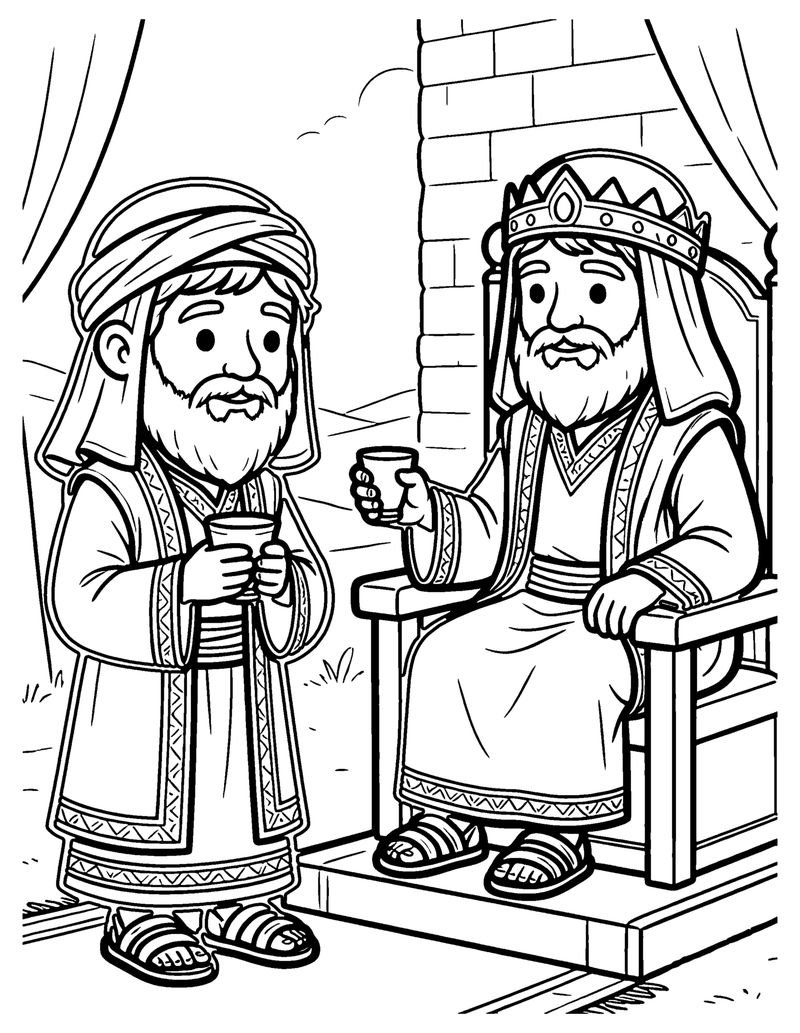 Nehemiah Prays coloring page preview