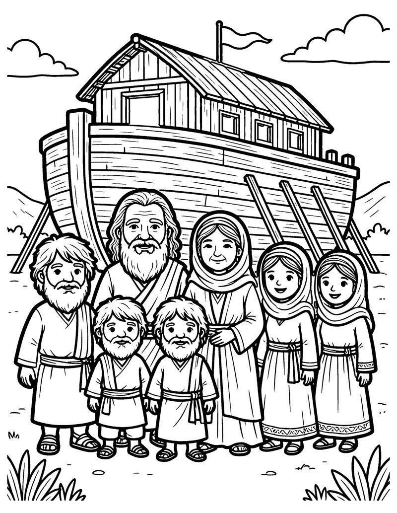 Noah's Family coloring page preview