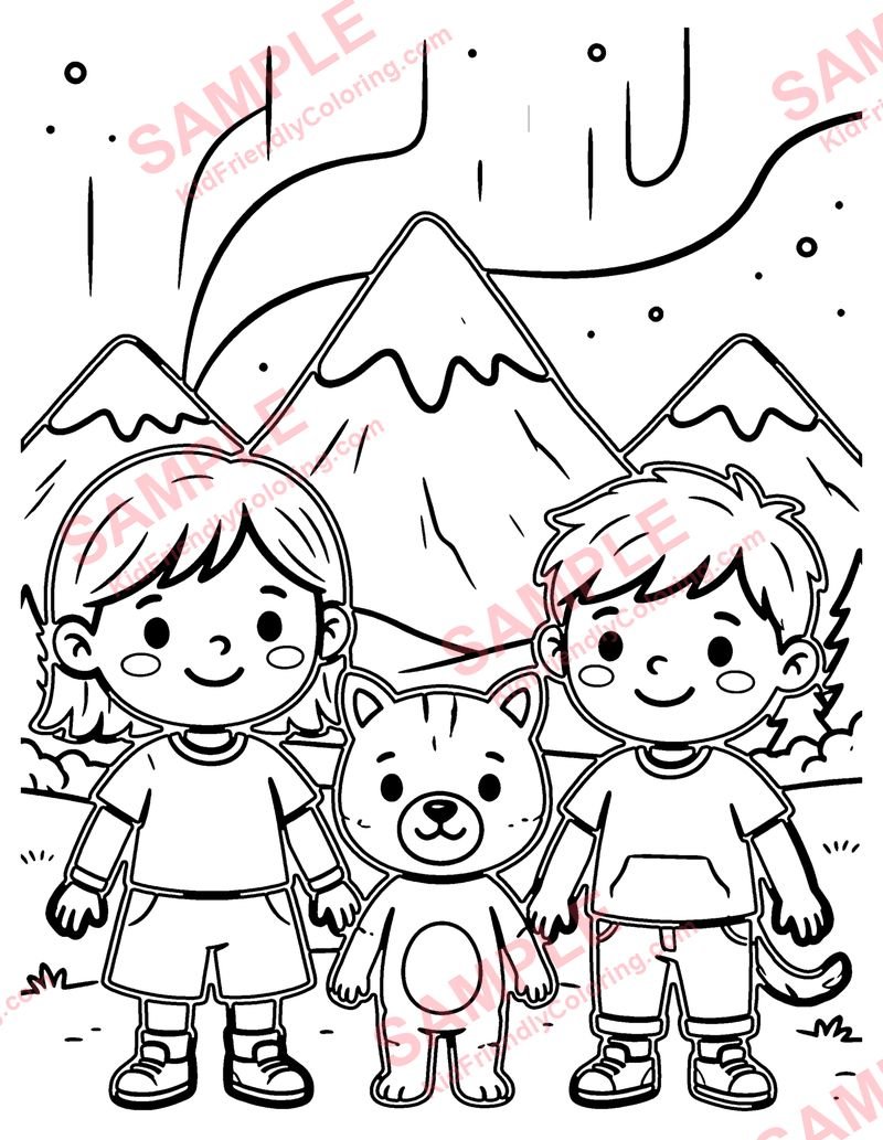Northern Lights coloring page preview