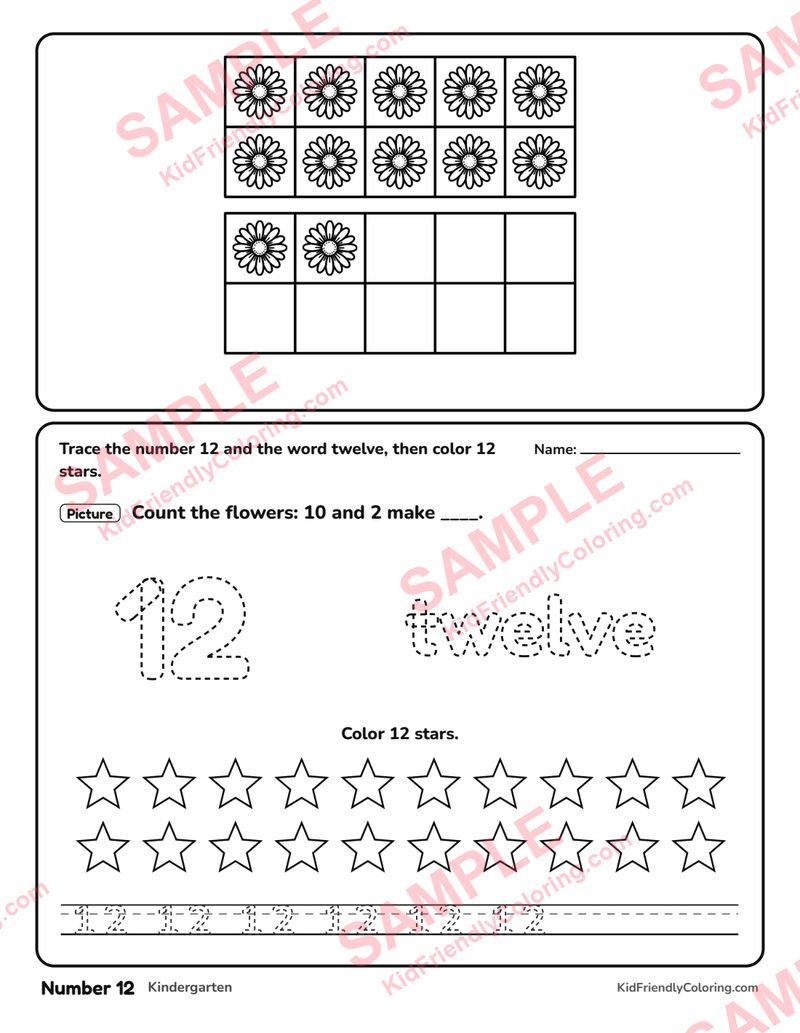Number 12 coloring page preview