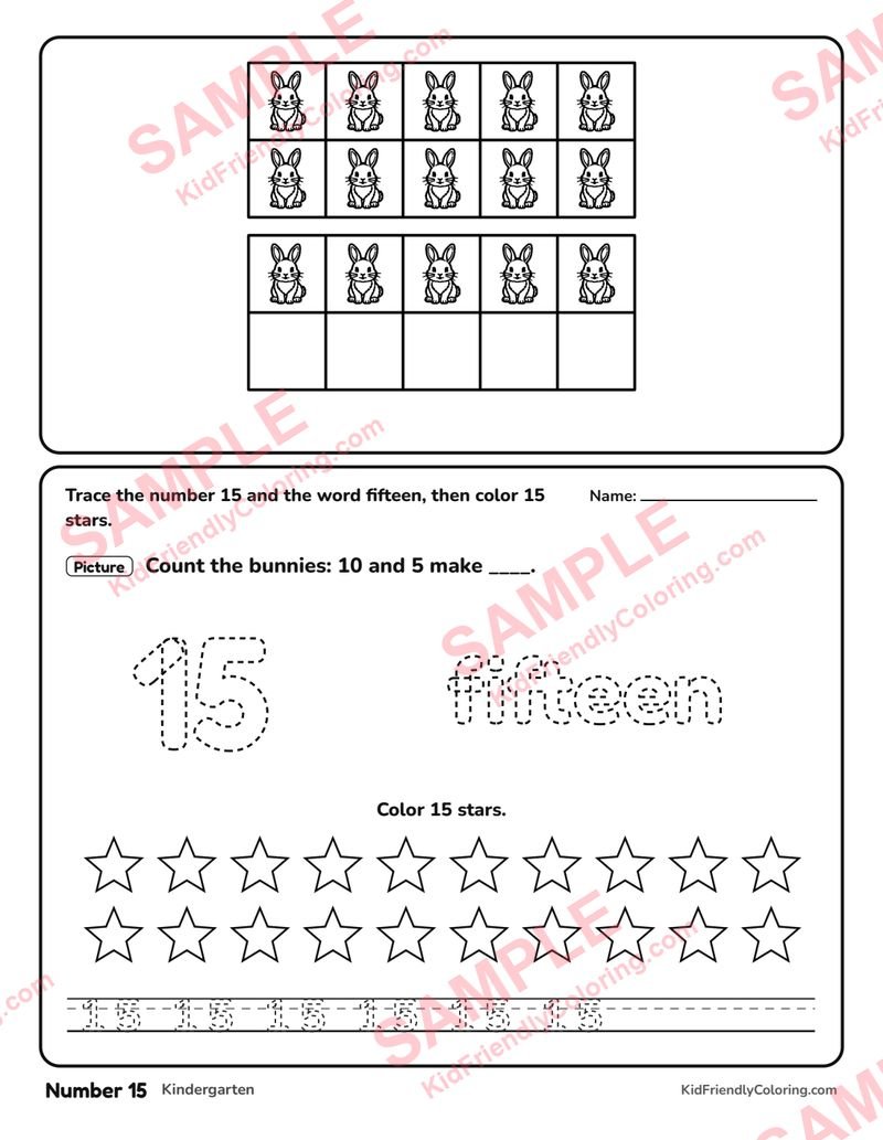 Number 15 coloring page preview