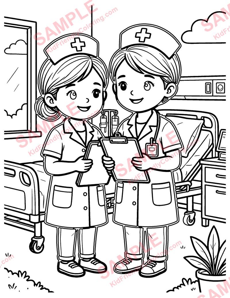 Nurse coloring page preview