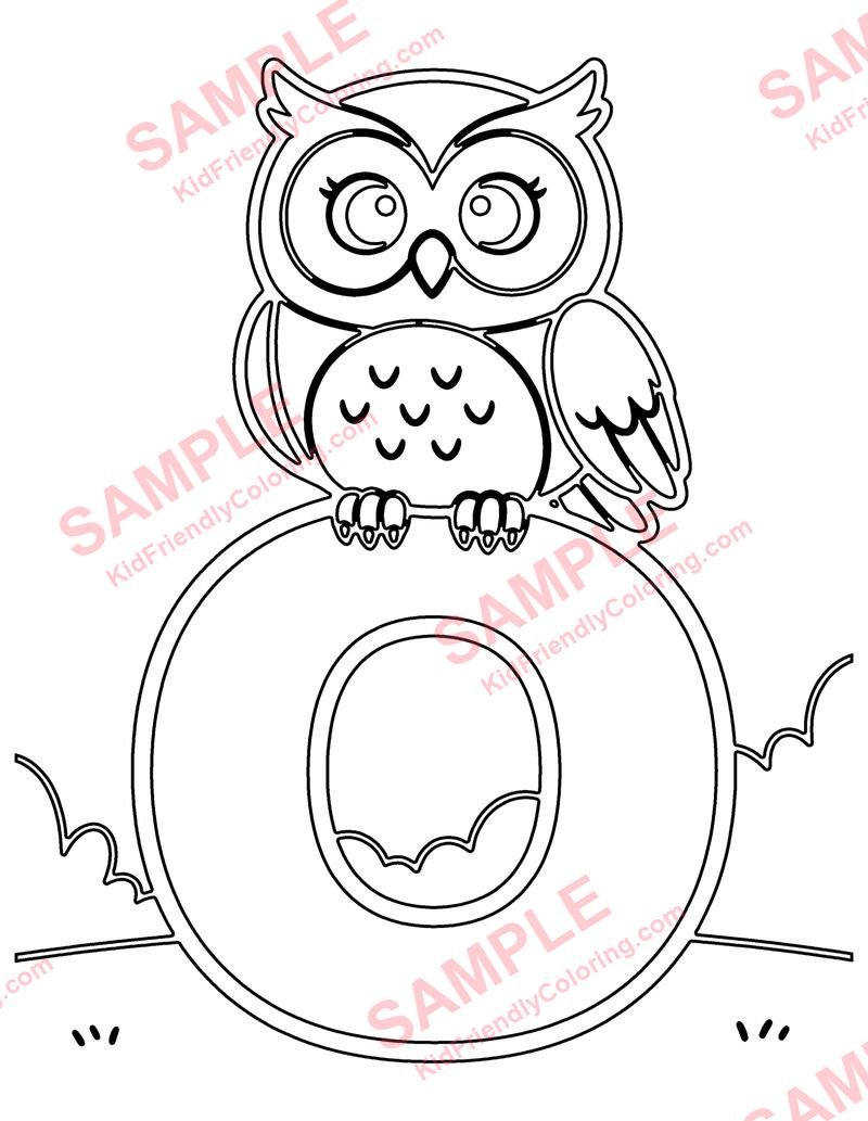O Is for Owl coloring page preview