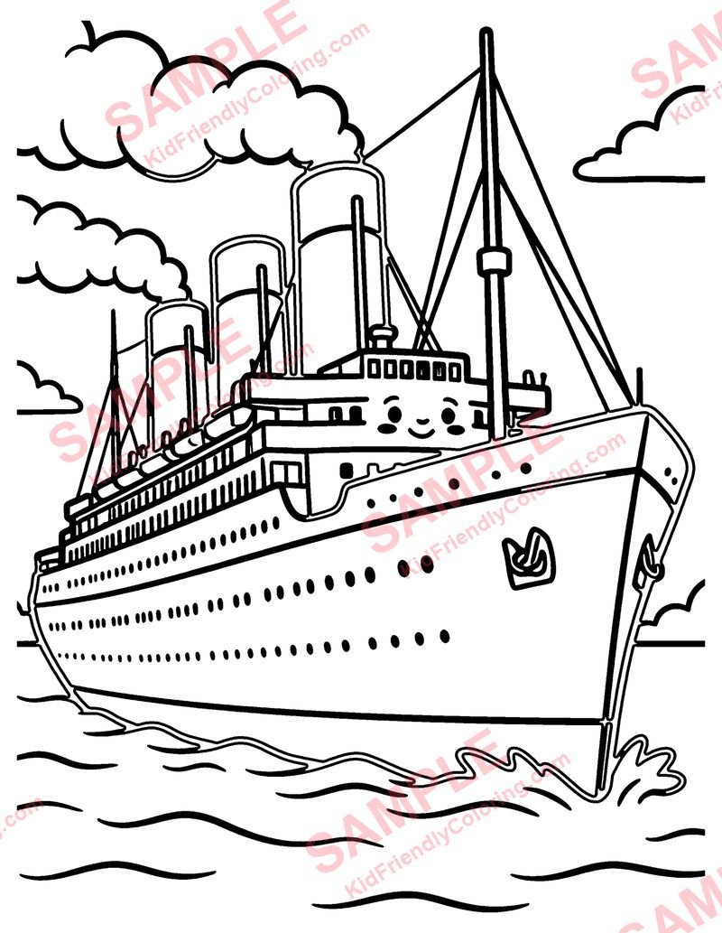 Ocean Liner coloring page preview
