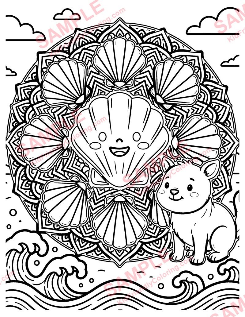 Ocean Mandala coloring page preview