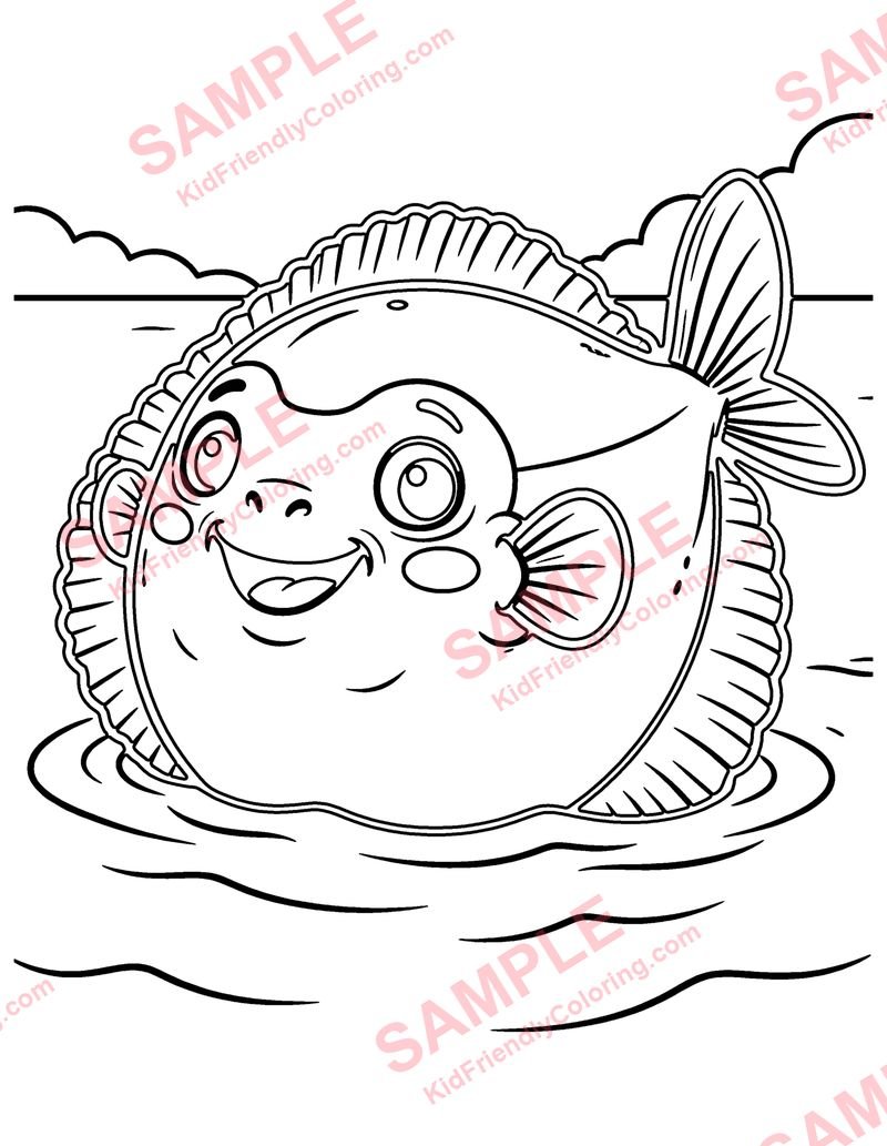 Ocean Sunfish coloring page preview