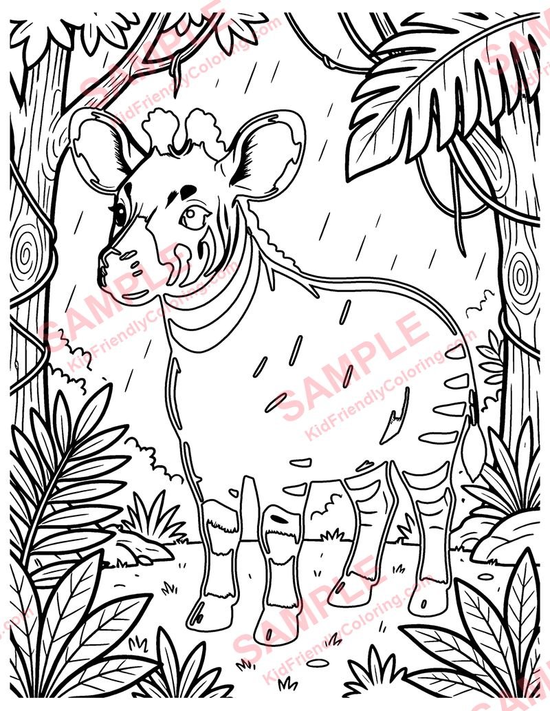 Okapi coloring page preview