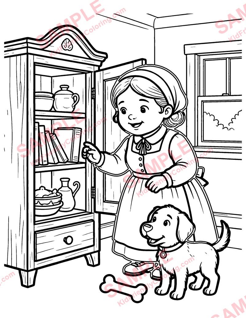 Old Mother Hubbard coloring page preview