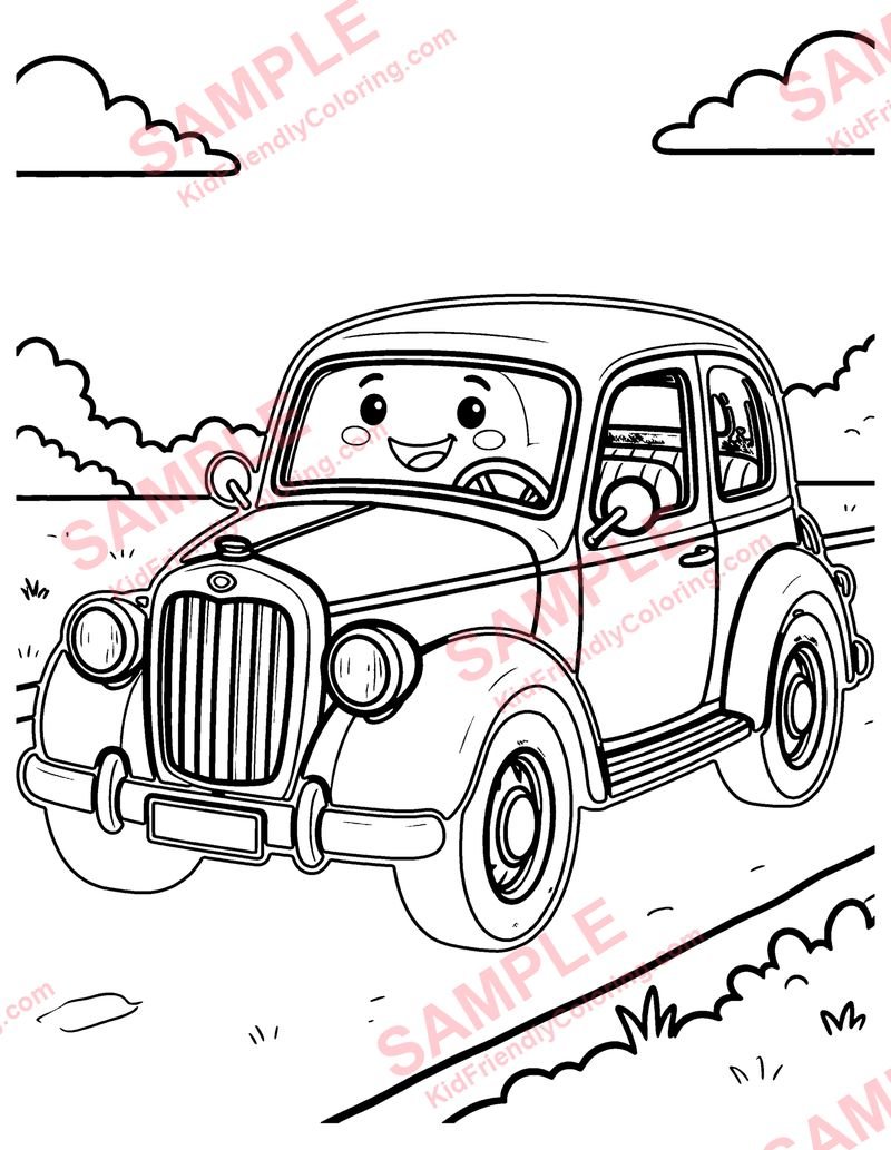 Old-Timey Car coloring page preview