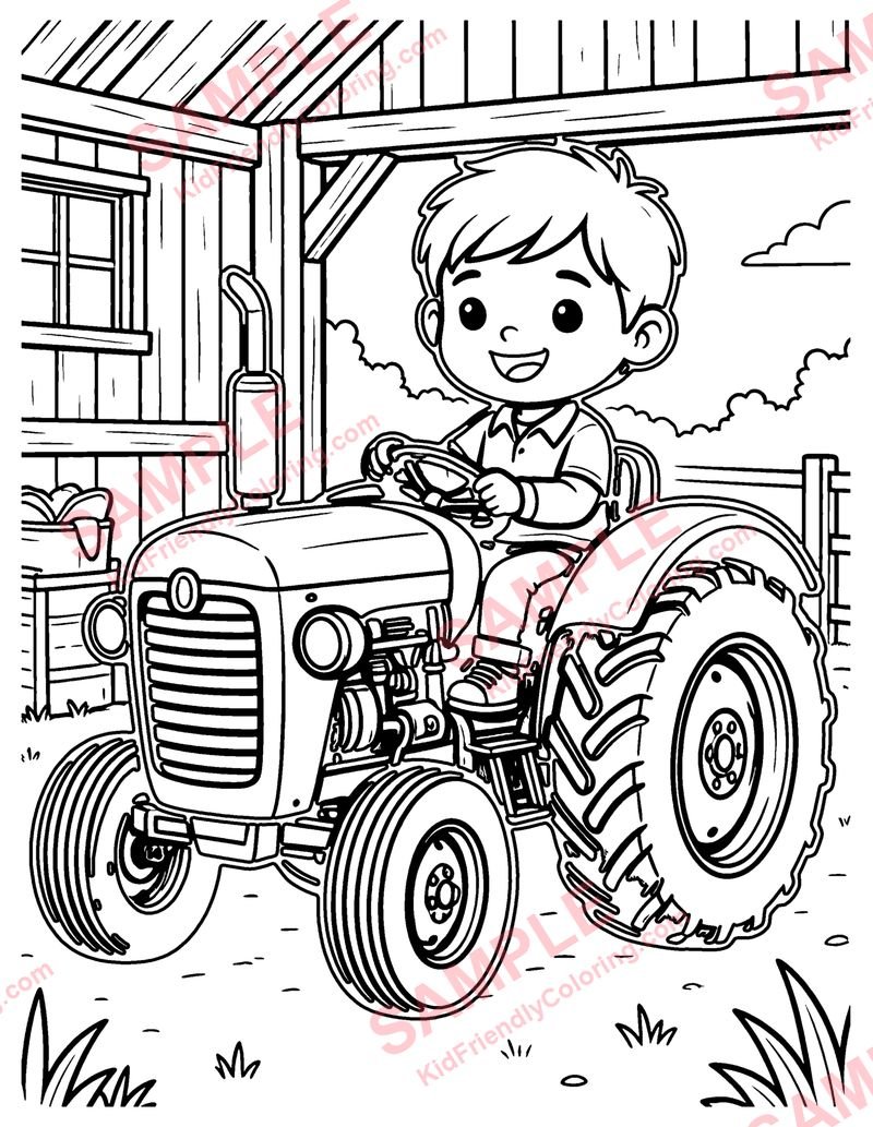 Old Tractor coloring page preview