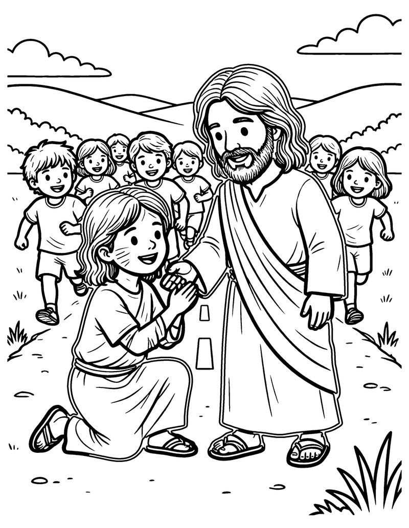 One Leper Says Thank You coloring page preview