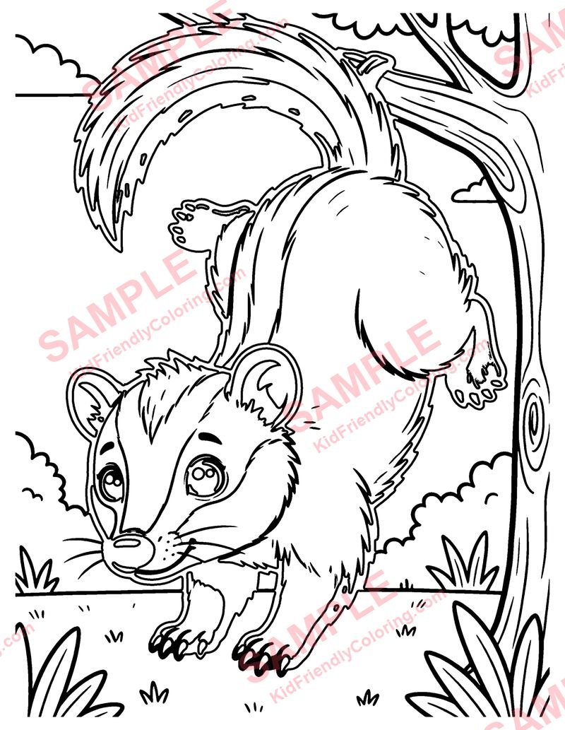 Opossum coloring page preview
