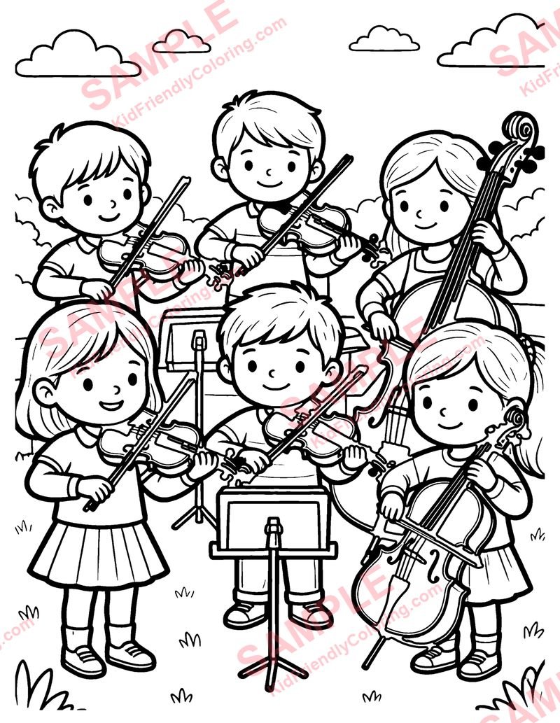 Orchestra coloring page preview