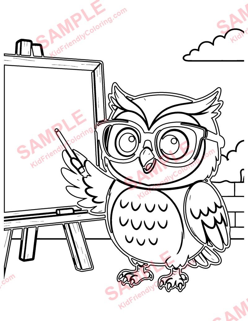 Owl Professor coloring page preview