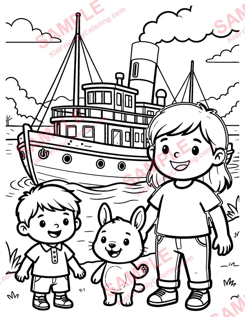 Paddle Steamer coloring page preview