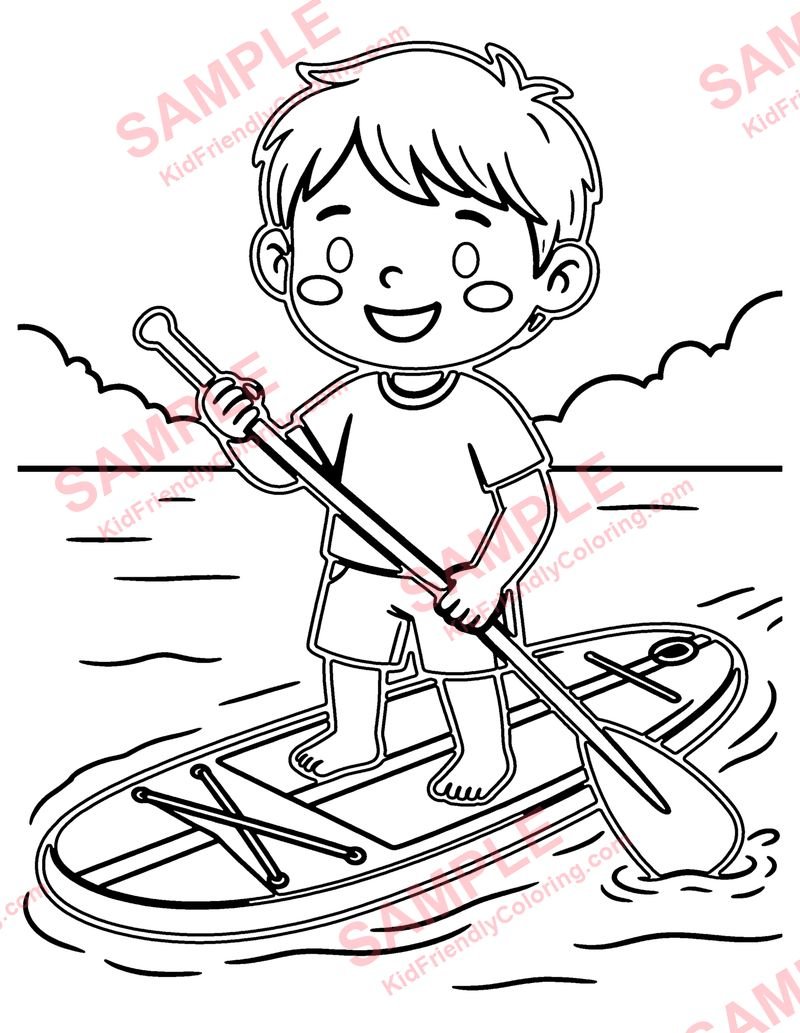 Paddleboard coloring page preview