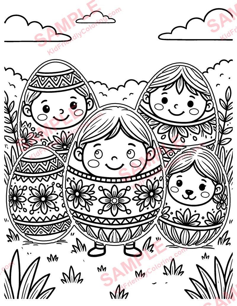 Painted Eggs coloring page preview