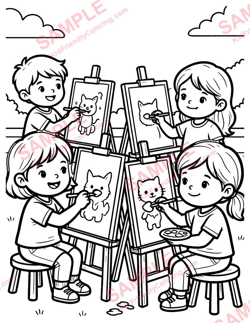 Painting Class coloring page preview