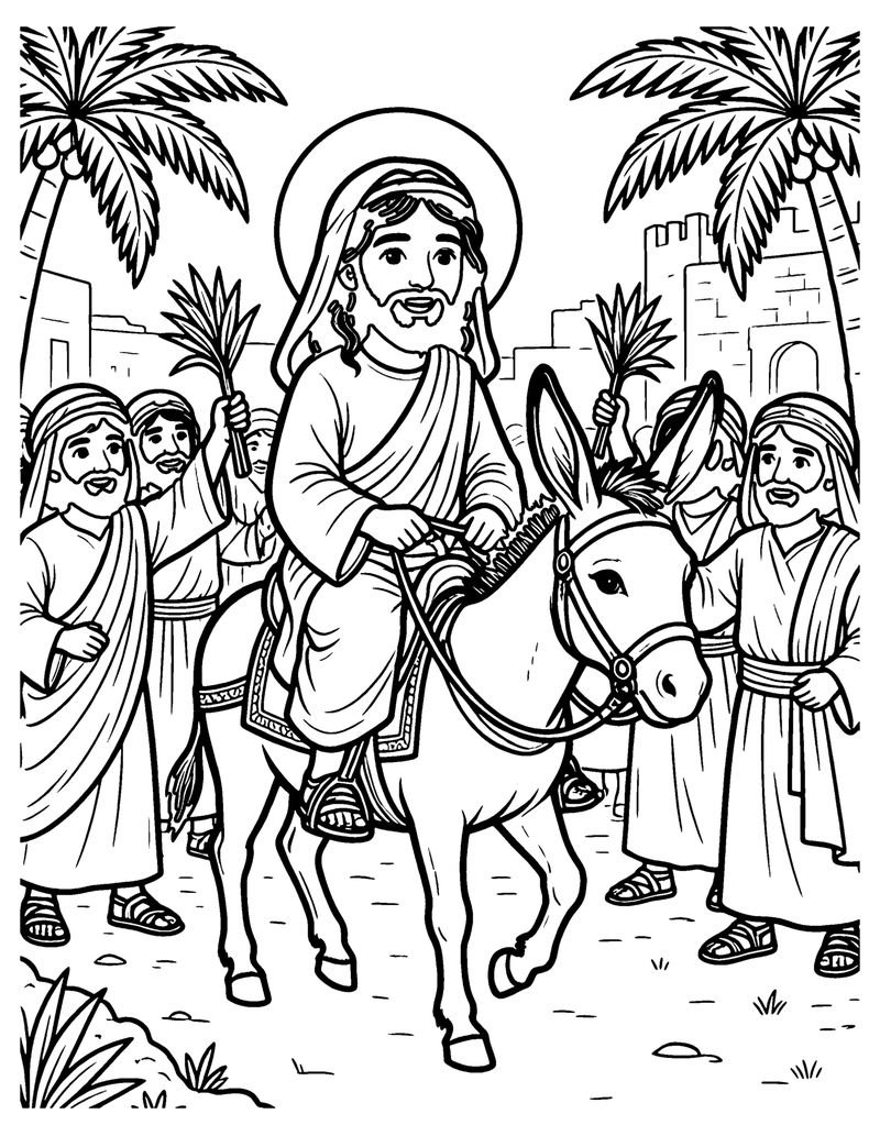 Palm Sunday Parade coloring page preview