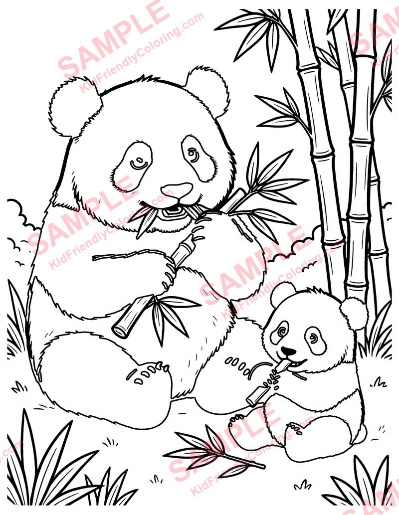 Panda Lunch coloring page preview