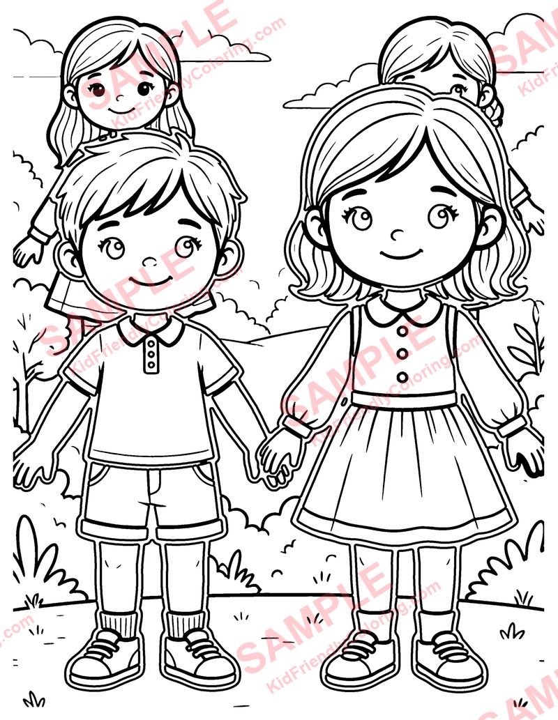 Paper Dolls coloring page preview
