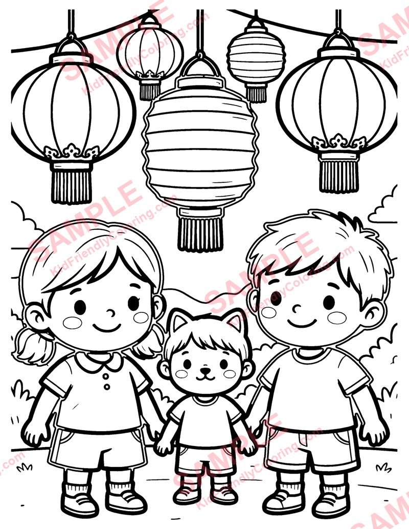 Paper Lanterns coloring page preview