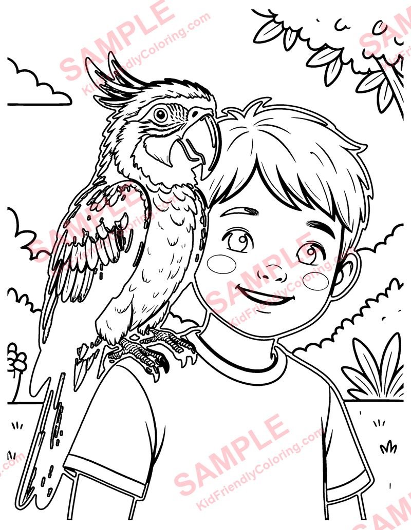 Parrot Friend coloring page preview