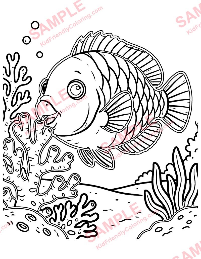 Parrotfish coloring page preview