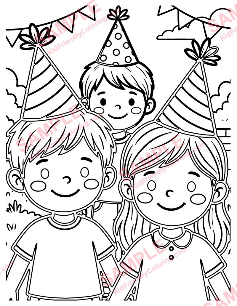 Party Hats coloring page preview