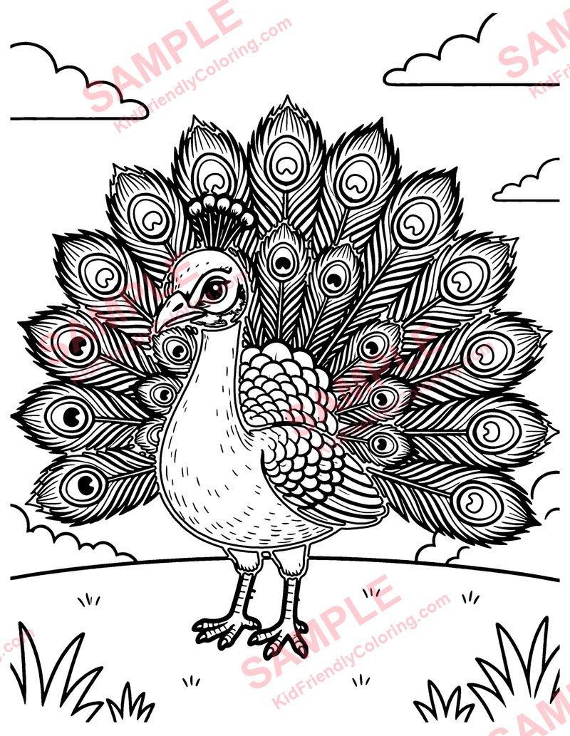 Peacock Display coloring page preview