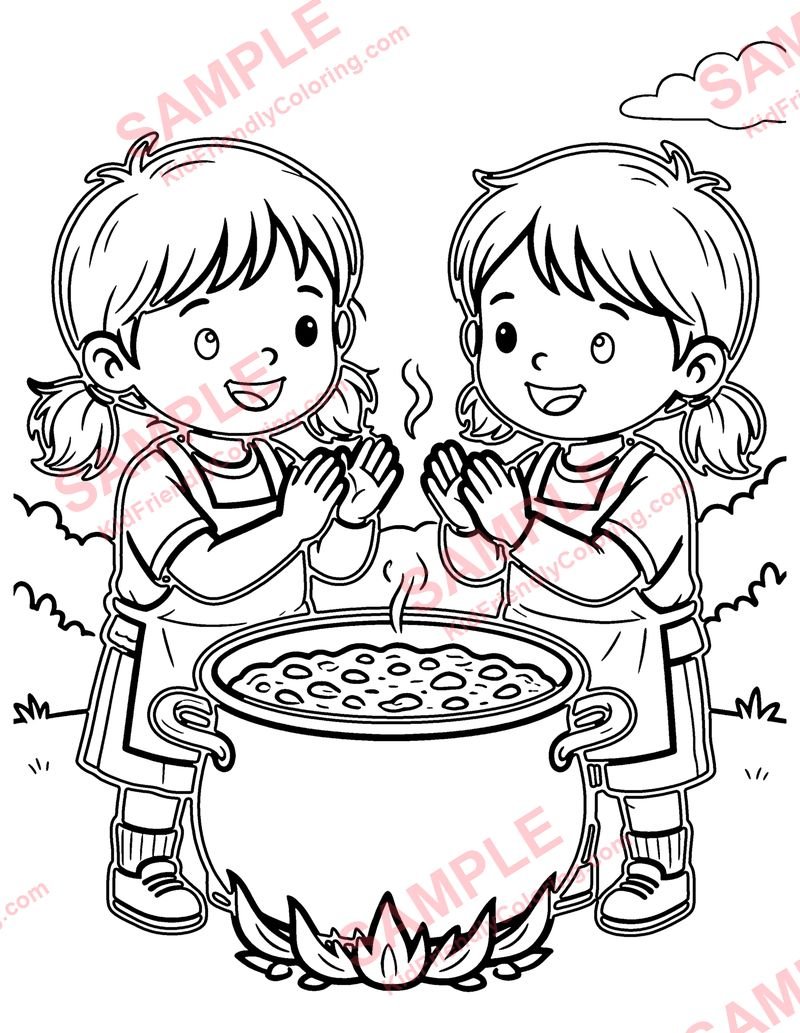 Pease Porridge Hot coloring page preview
