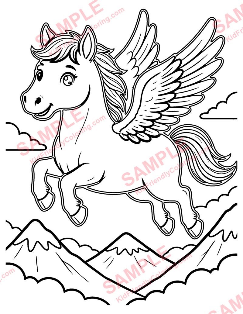 Pegasus coloring page preview