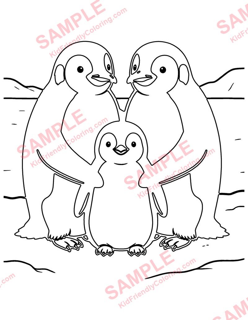 Penguin Family coloring page preview