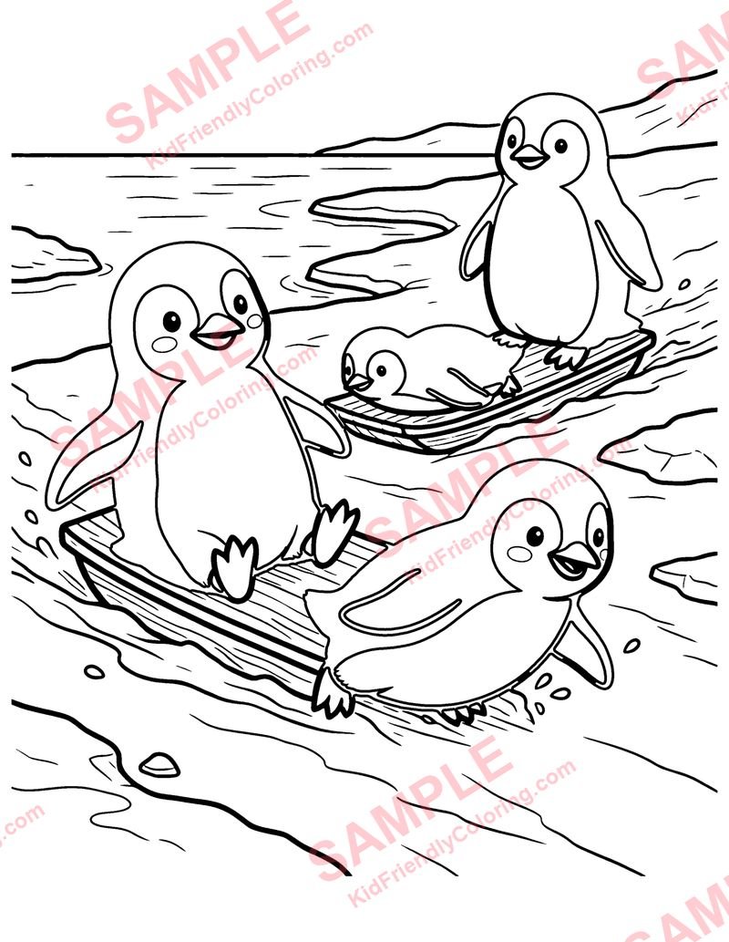 Penguins on the Ice coloring page preview