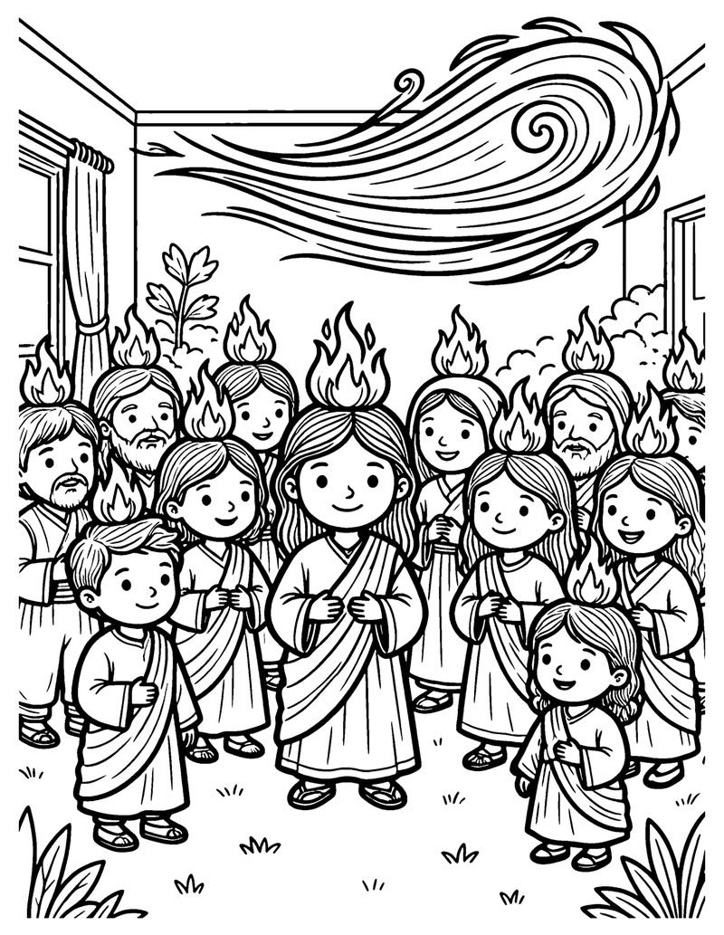 Pentecost coloring page preview