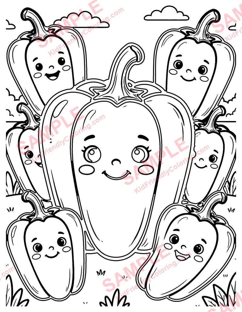 Peppers coloring page preview