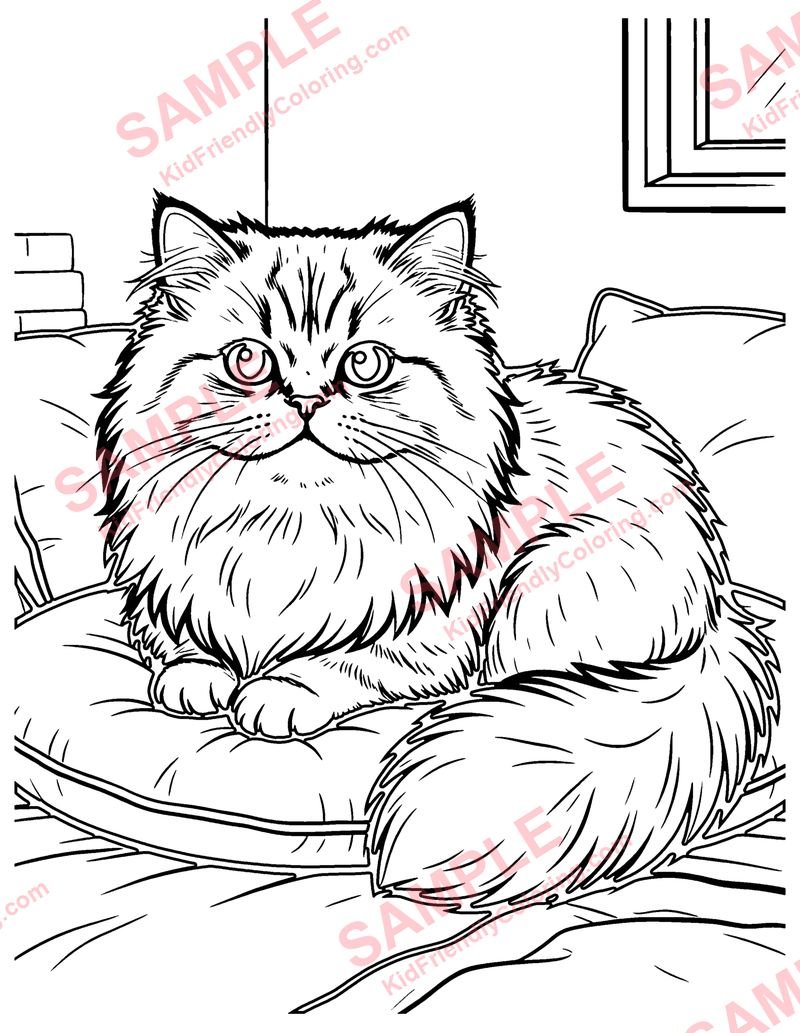 Persian Cat coloring page preview