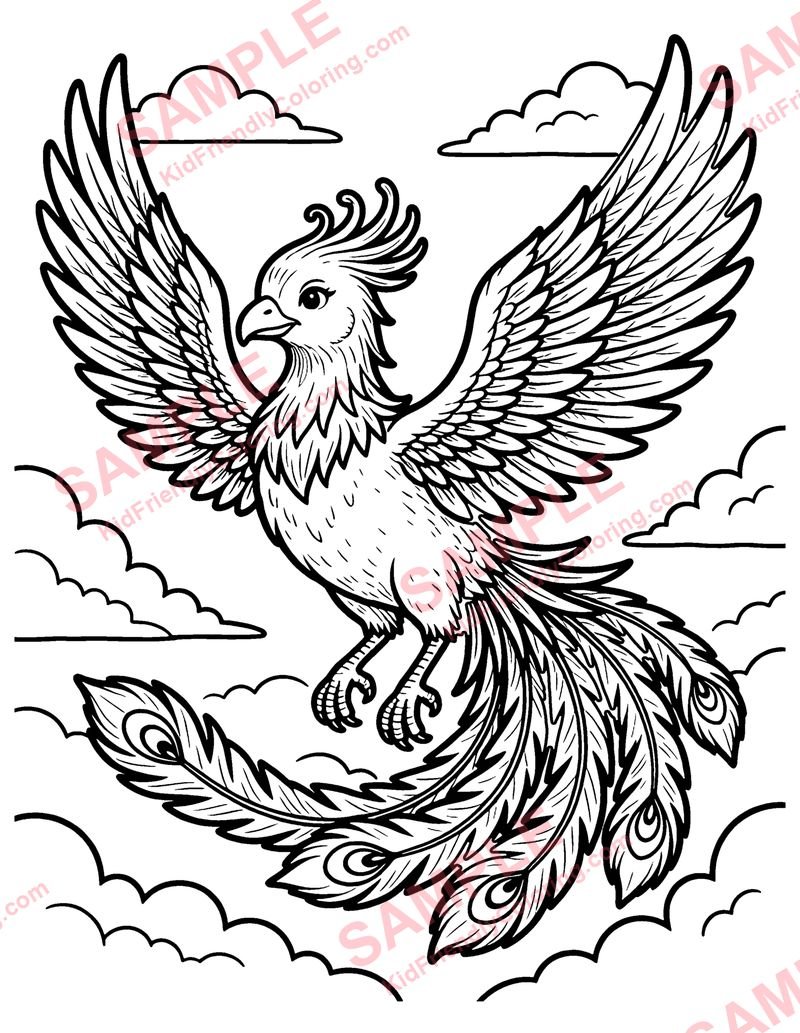 Phoenix coloring page preview
