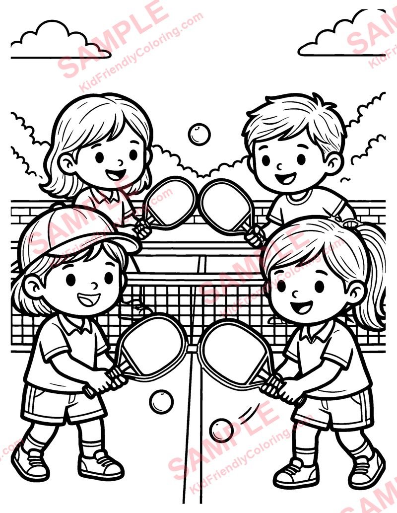 Pickleball coloring page preview