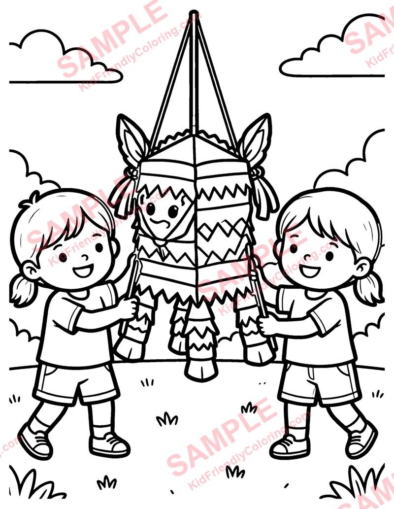 Pinata Party coloring page preview