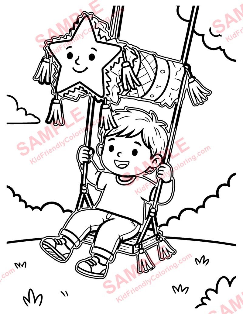 Pinata Swing coloring page preview