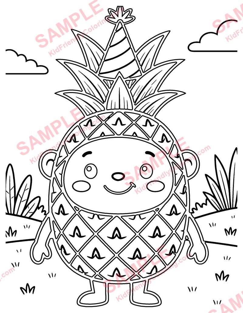 Pineapple Party coloring page preview