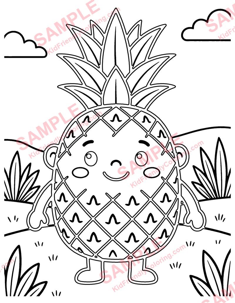 Pineapple coloring page preview