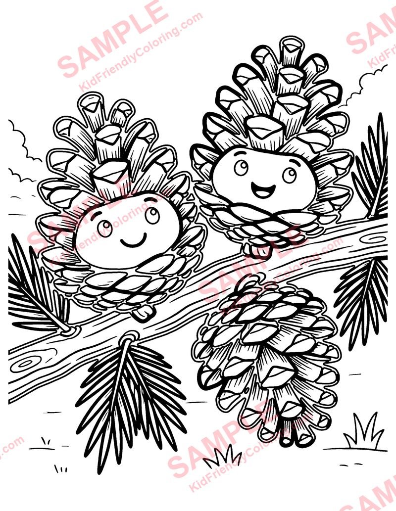 Pinecones coloring page preview