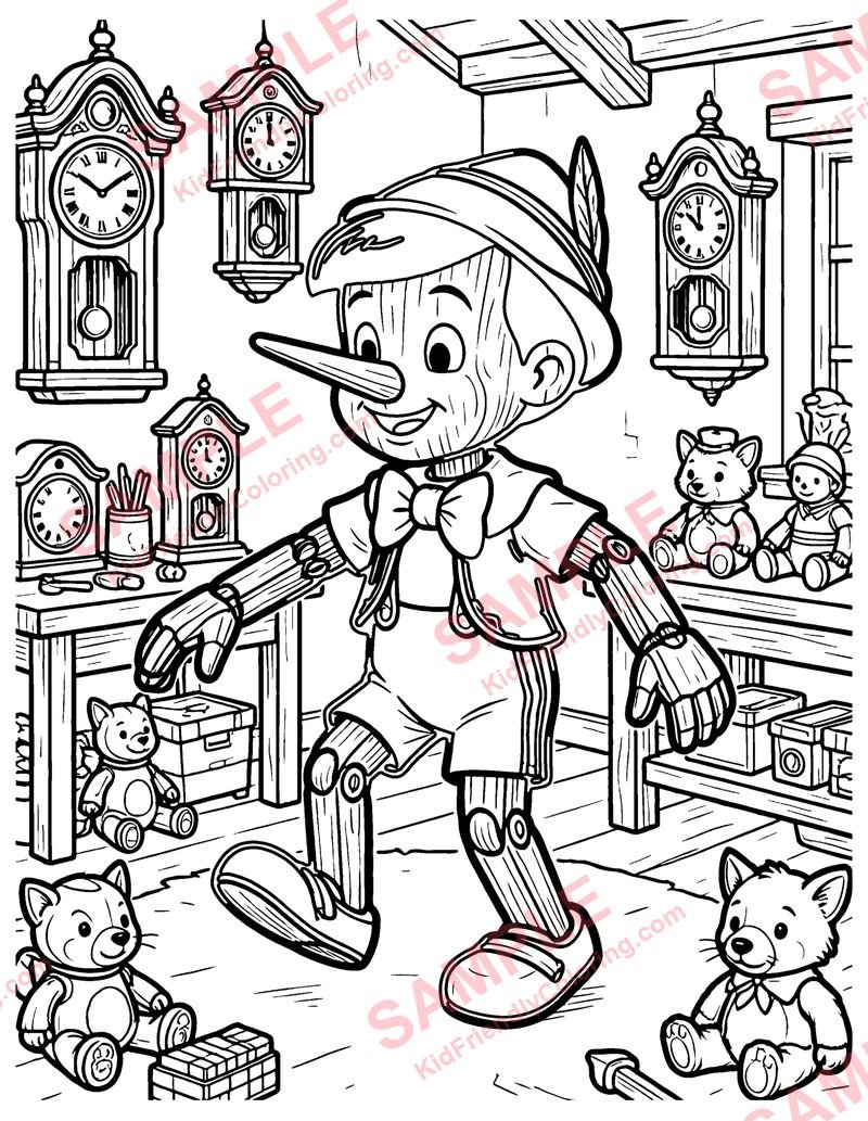 Pinocchio coloring page preview