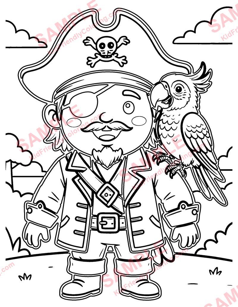Pirate Captain coloring page preview